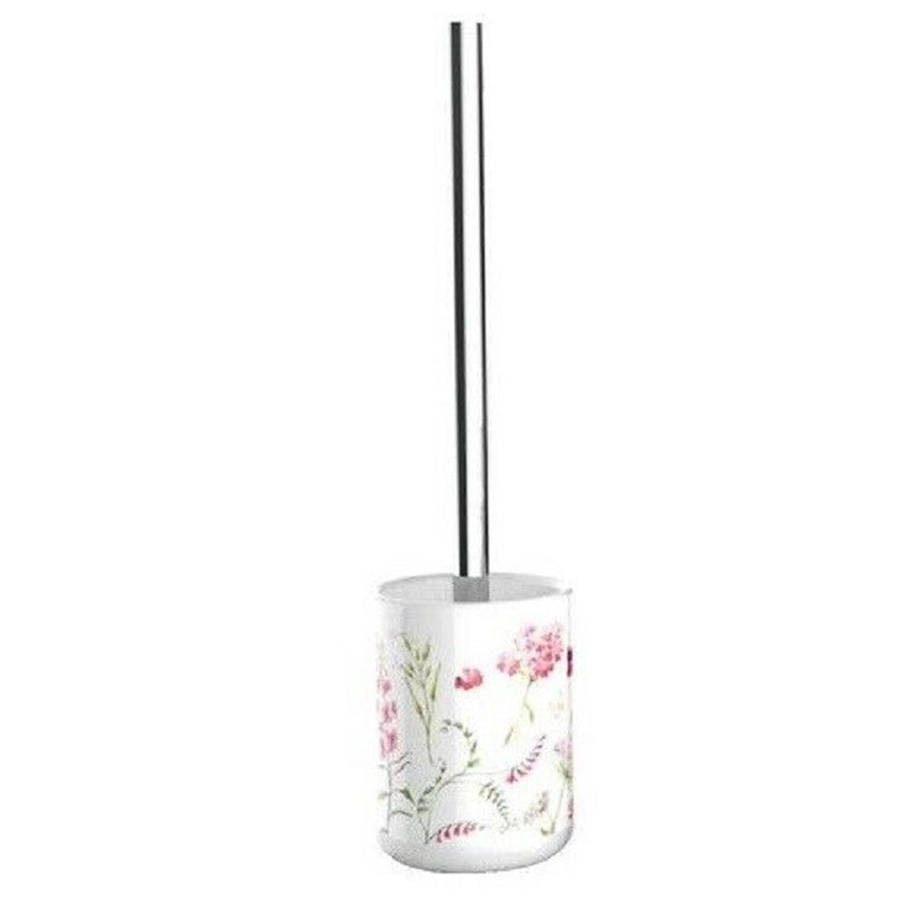 Trade Shop - Portascopino Porta Scopino Bagno Wc Toilette Fiori Con Scopino Completo 69920 -