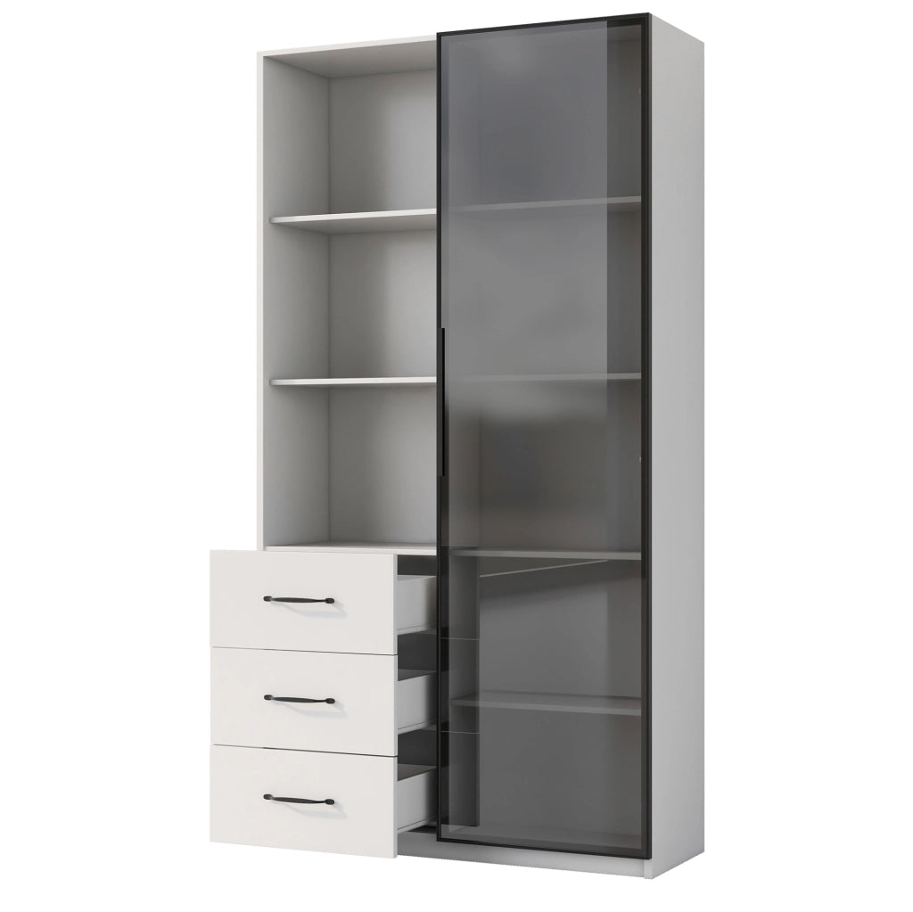 Vetrina LED bianca 80 x 40 x 160 cm con cassetti