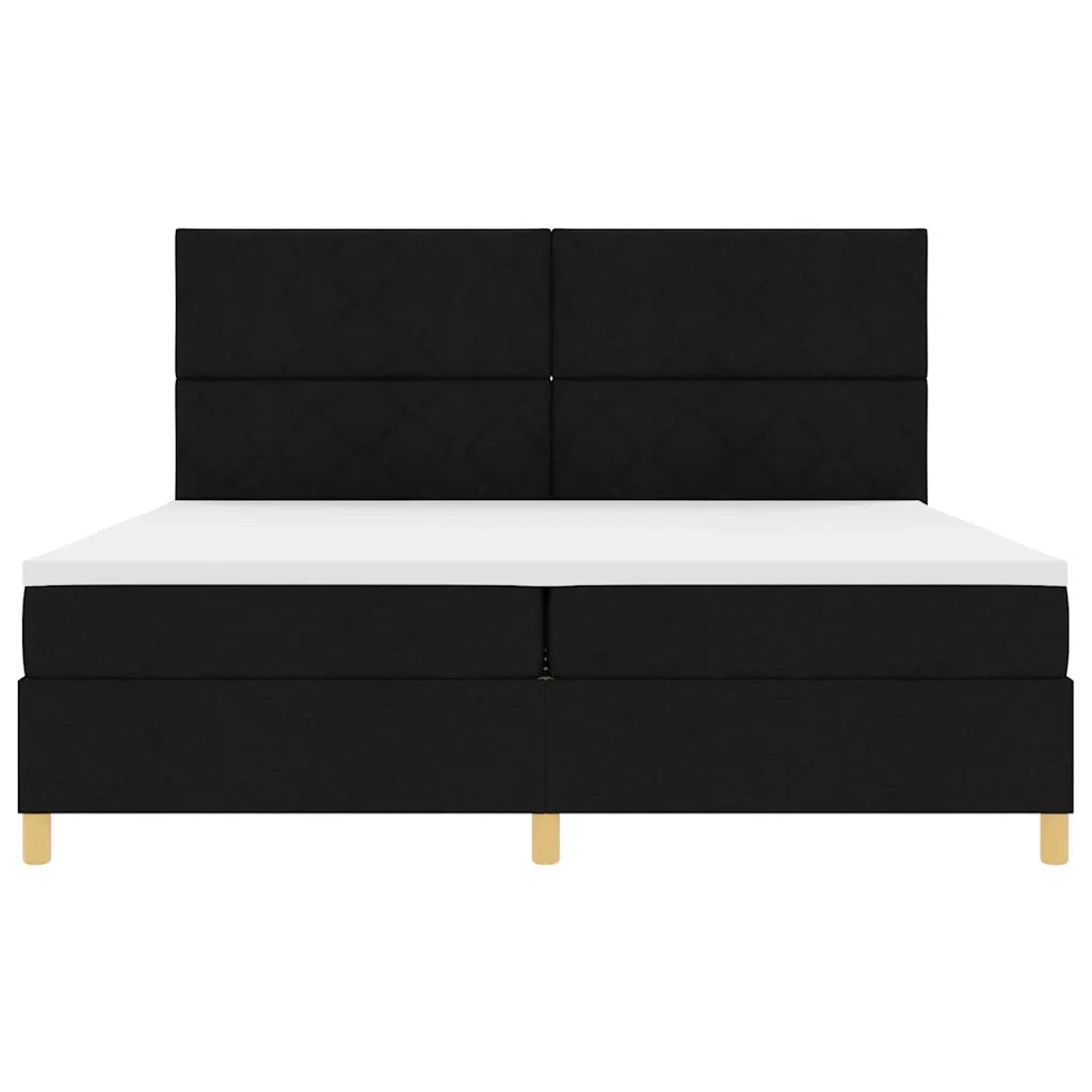 Letto a Sorgente LED con materasso Nero 200 x 200 cm Tessuto