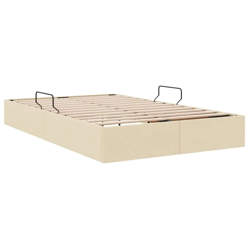 Letto ottomano con archiviazione Crema 120 x 200 cm Tessuto 3442812