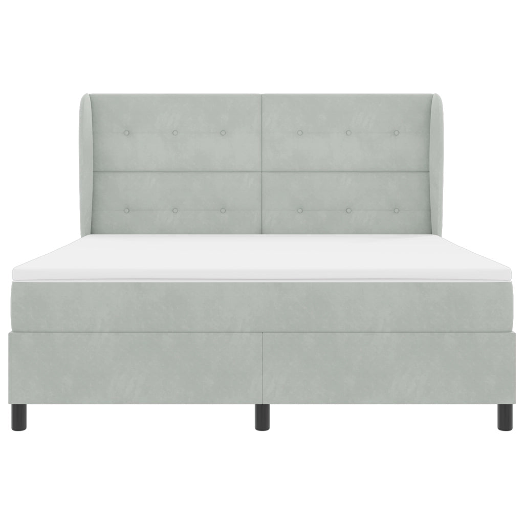 Letto Box Spring  con materasso Grigio chiaro 180x200 cm Velluto