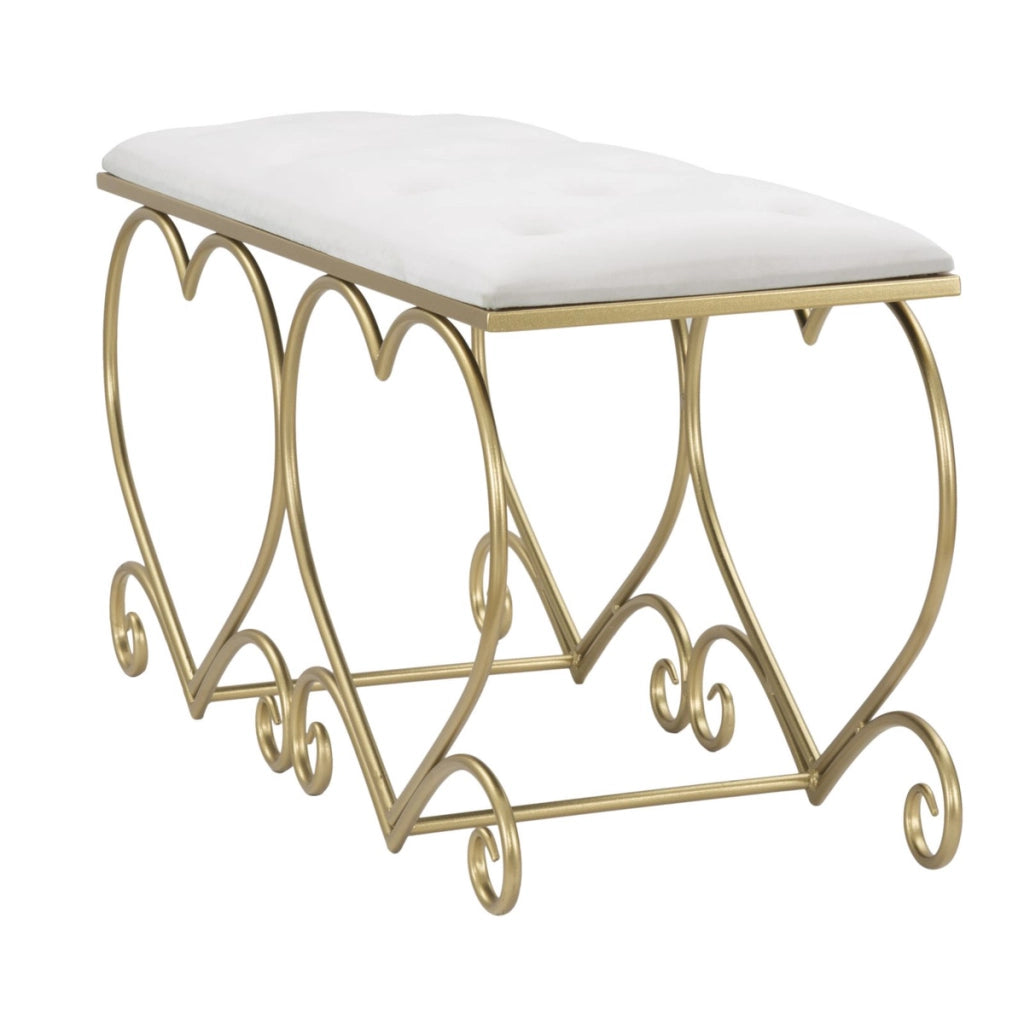 Panca Cuore 3, Oro, Metallo, 105x37,5x51,5 cm