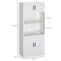 Credenza Cucina Alta con 2 Armadi, 4 ripiani con 5 scomparti ciascuno,Mobile Buffet Stile Country, 70x40x170cm, Bianco e Nero| Aosom Italy