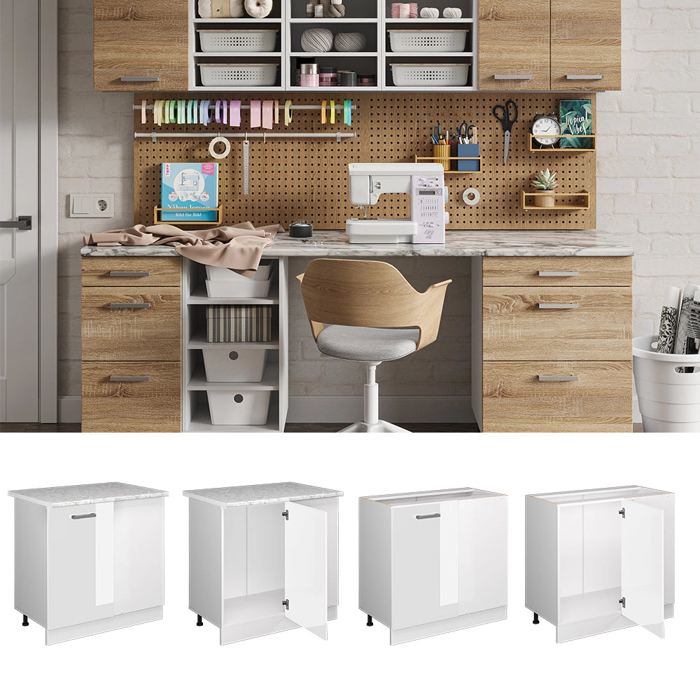 Vicco Armadio universale ad angolo Bianco lucido 86 cm con anta, con piano di lavoro