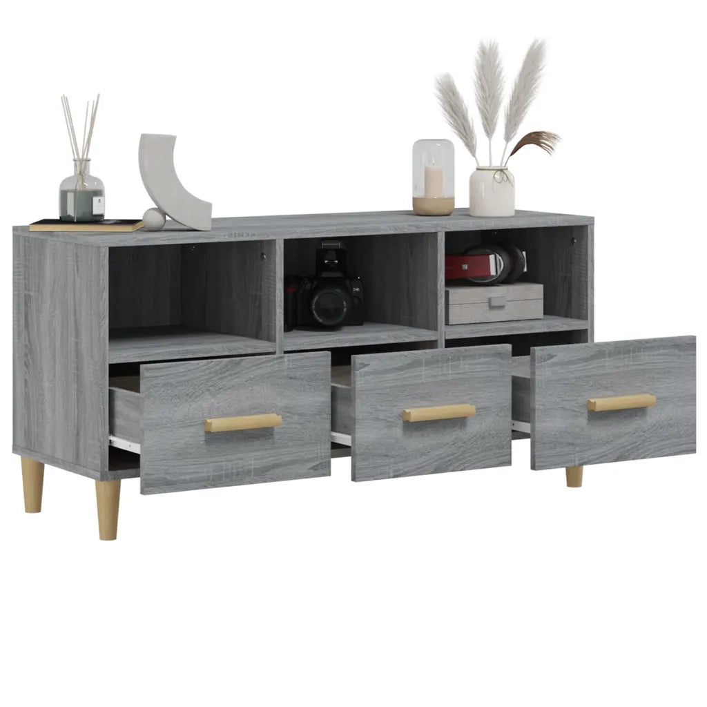 Mobile TV Grigio Sonoma 102x36x50 cm in Legno Multistrato 817496