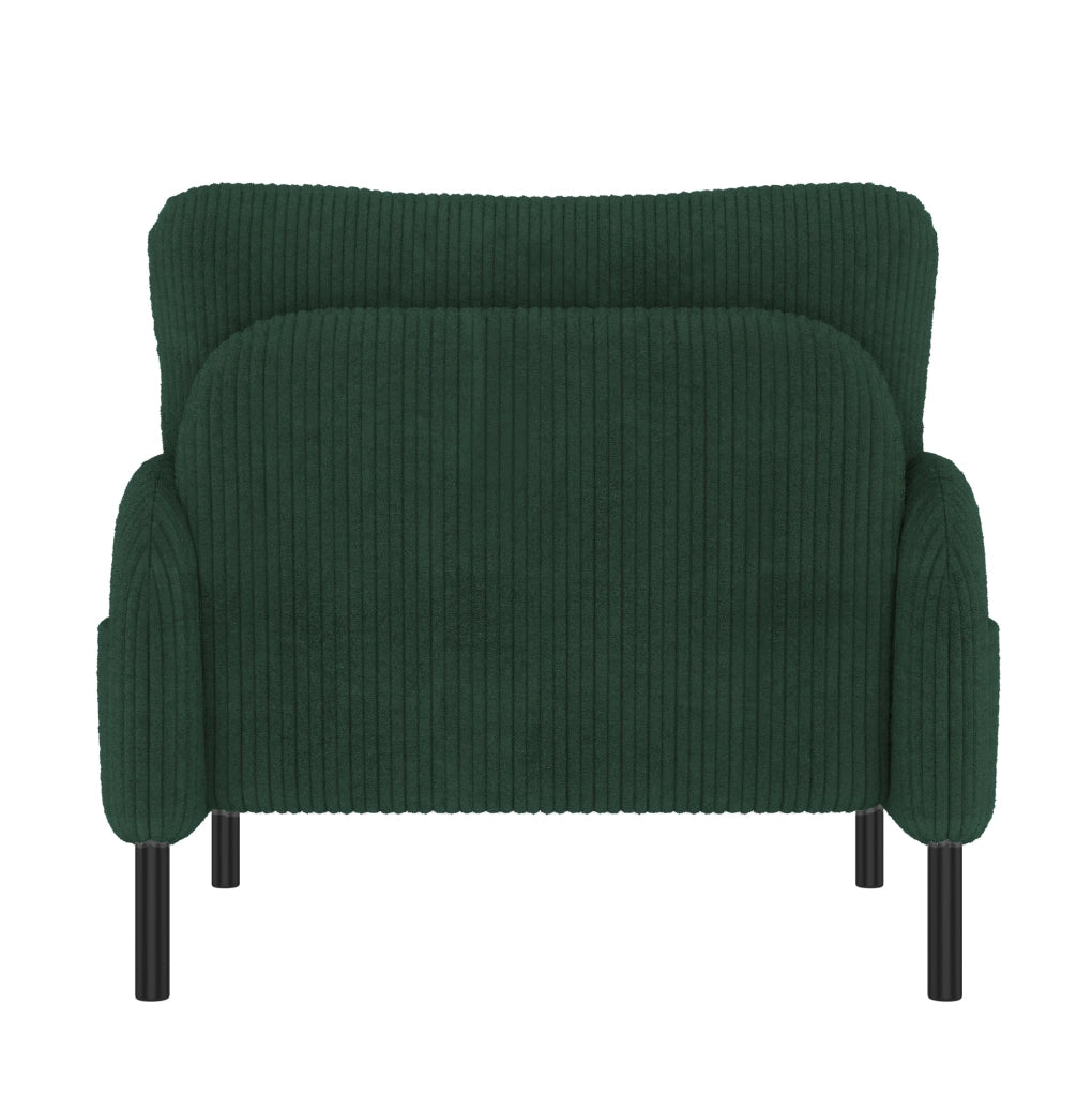 Poltrona singola in corduroy verde smeraldo con tasca laterale; 67 x 75 x 79 cm