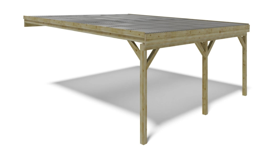 Tettoia posto auto coperto in legno 5.8x5.06 m - 29 m2 - copertura PVC   - CAR23PVCTR - ALTANKA
