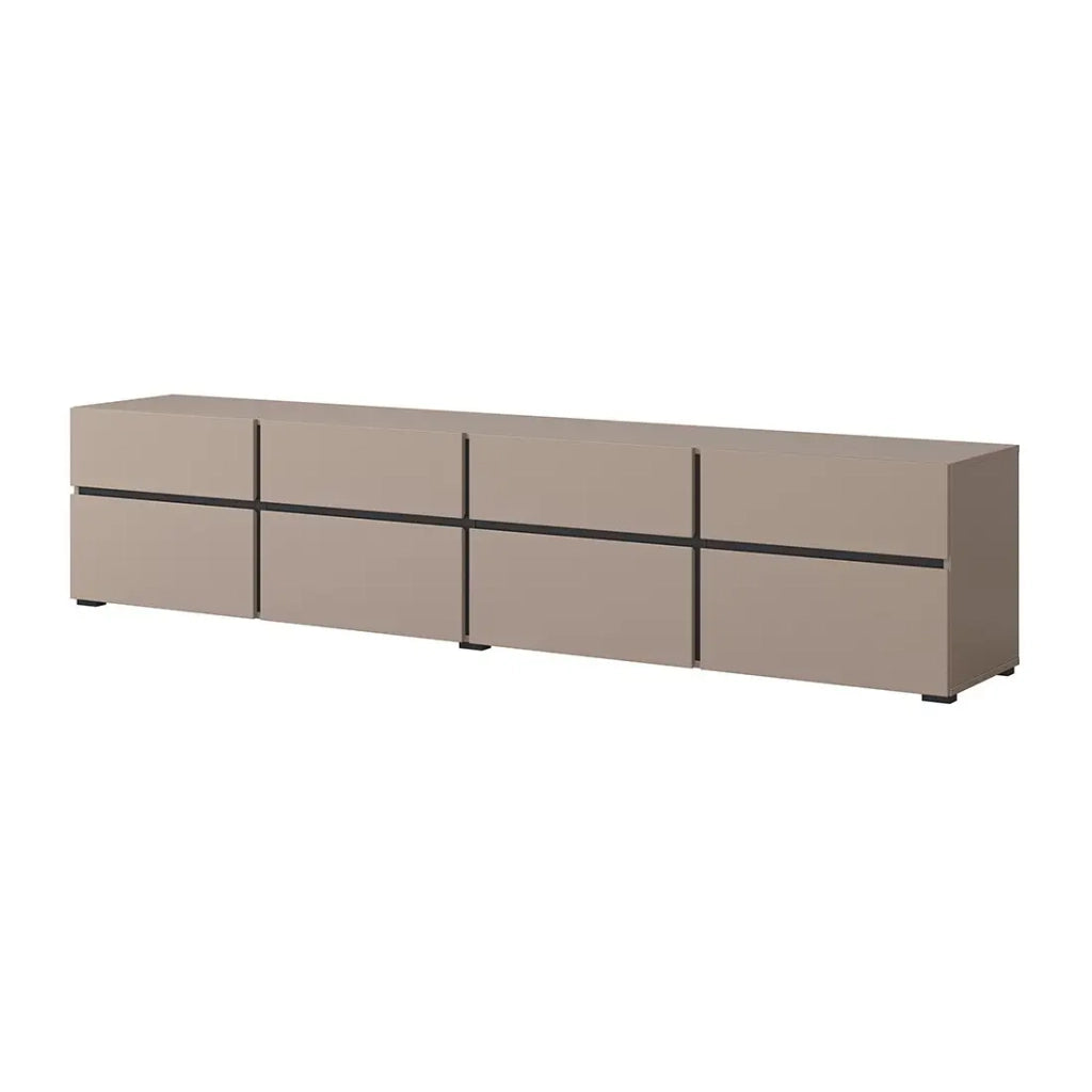 Mobile TV XL color beige e nero 225cm collezione HAVANA. Mobile design con 4 porte e 4 cassetti.