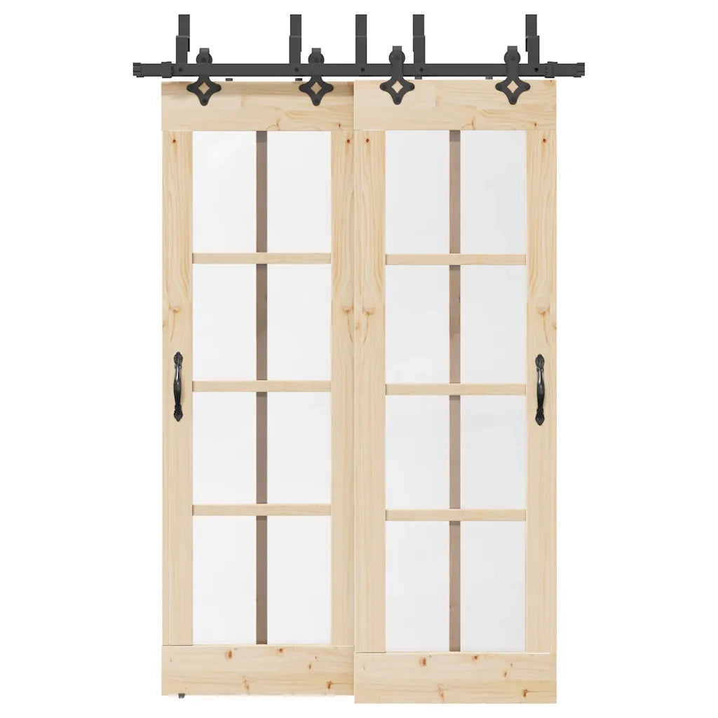Kit di Binari per Porte Scorrevoli 152,5 cm Acciaio Nero CFW4033840