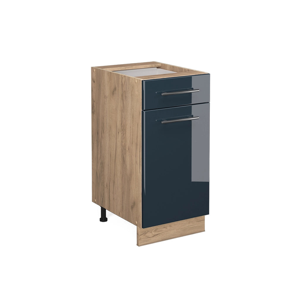Mobiletto base per cucina Fame-Line Blu scuro lucido/Rovere dorato 40 cm senza piano di lavoro Vicco