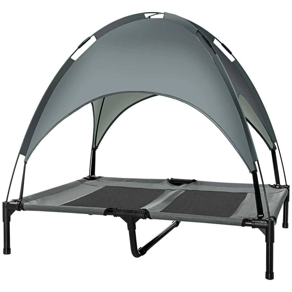 Letto per cani rialzato con baldacchino ¨C zephmum ¨C grigio 92x76x90 cm
