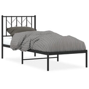 Letto singolo | Letto per adulti | Giroletto con Testiera in Metallo Nero 75x190 cm