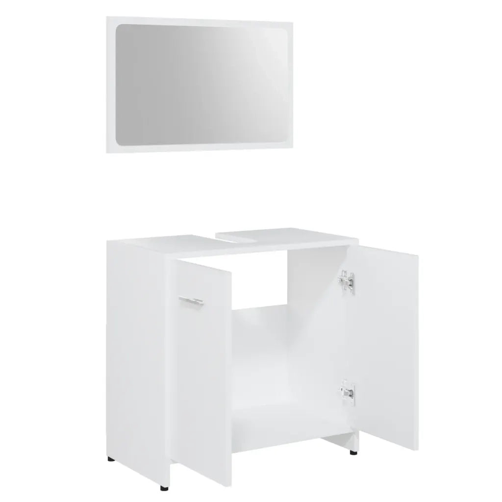 Set Mobili da Bagno | Armadio da bagno 3 pz Bianco in Truciolato