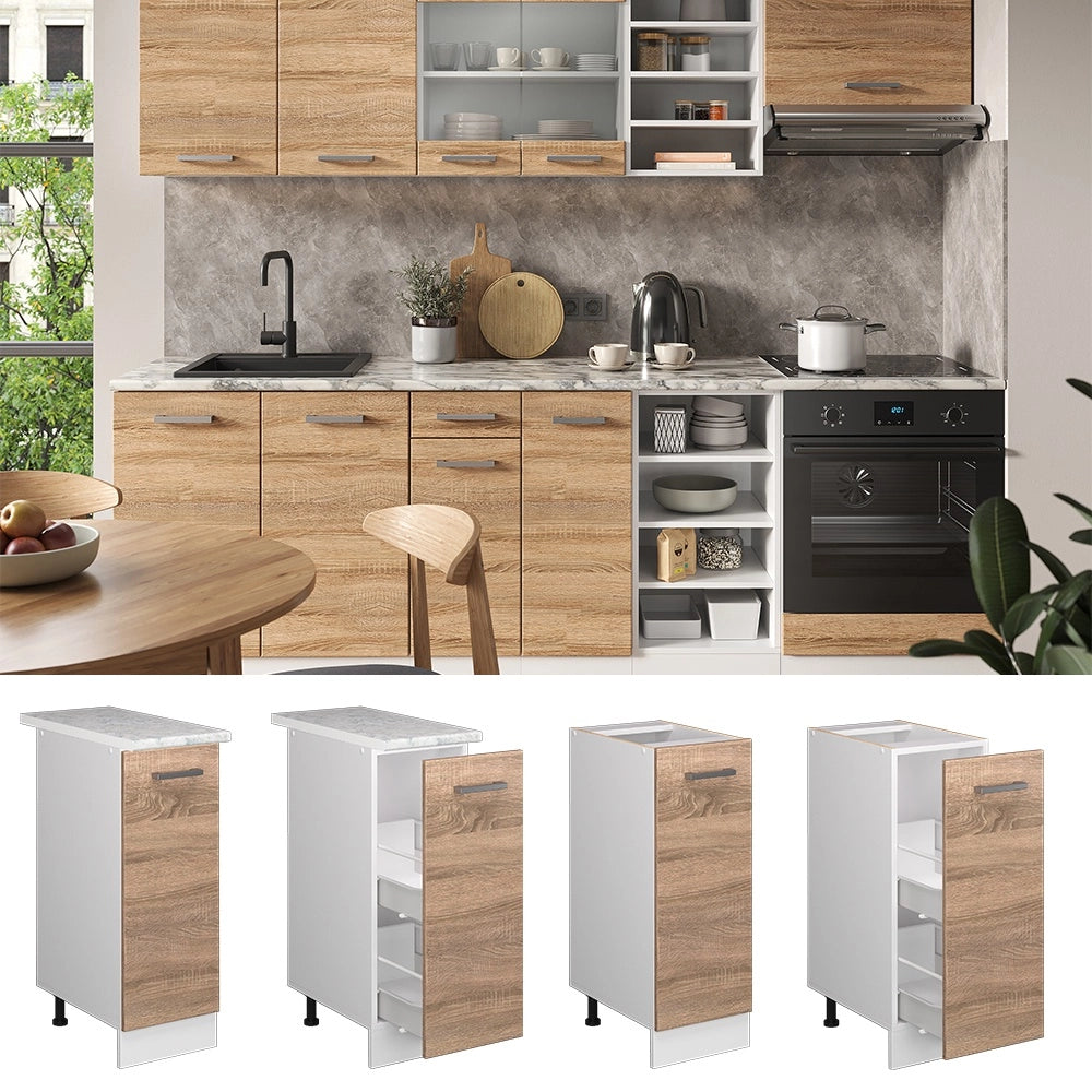 Armadio cucina dispensa alto R-Line Sonoma/Bianco 30 cm senza piano di lavoro Vicco