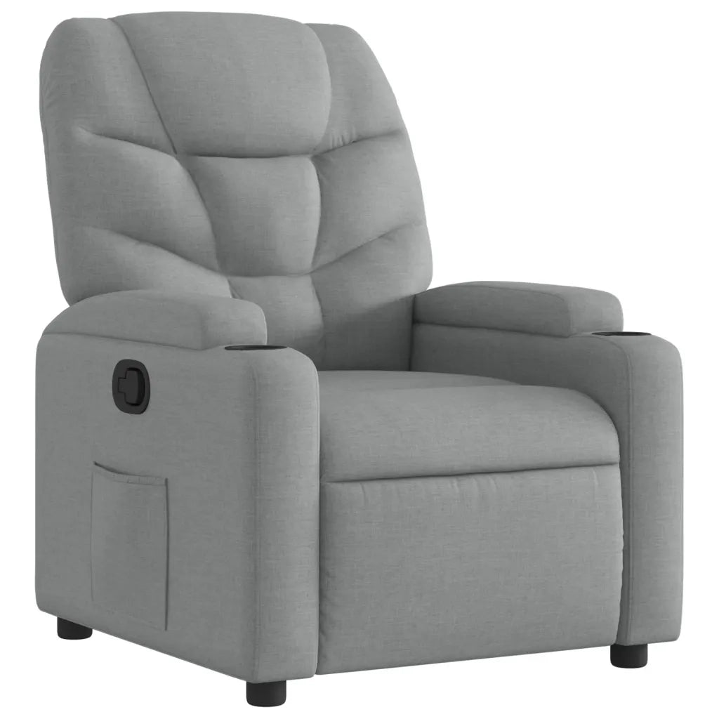 Poltrona reclinabile in tessuto grigio chiaro