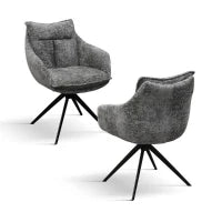 PAZZO DESIGN Sedia Gastone Grigio set da 2 sedie con rivestimento in tessuto e gambe in metallo