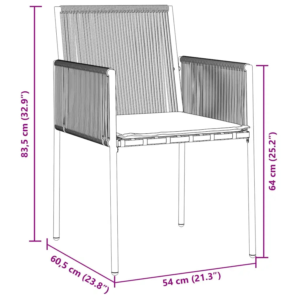 Set da Pranzo per Giardino 7 pcs Nero Rattan in PE 3379111