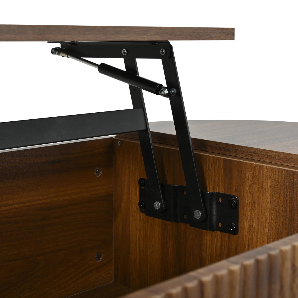 Tavolino da caffè alzabile con 2 vani; per soggiorno; in MDF; 100×48×53.5 cm; noce