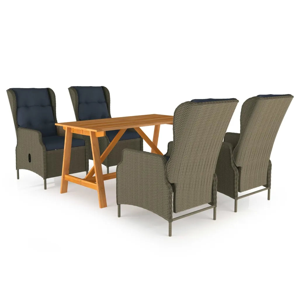 Set Mobili da Pranzo per Giardino 5 pz Marrone cod mxl 43619