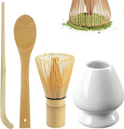 Set di spazzole per matcha con ciotola e cucchiai - ceramica bianca regalo per cerimonia del tè