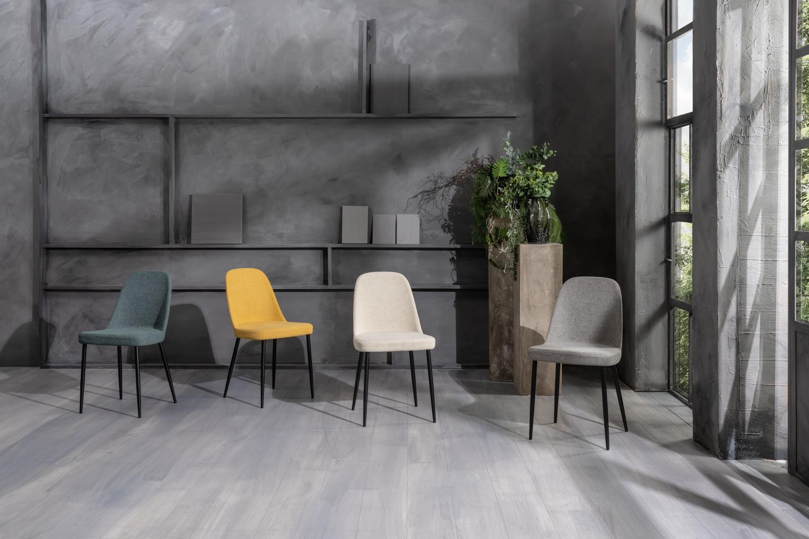 Set 4 Sedie 55x46xH85 cm in Tessuto Tamara Grigio Chiaro