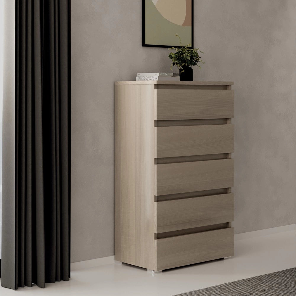 Cassettiera 5 cassetti 75x40x127 MONTATA colore olmo