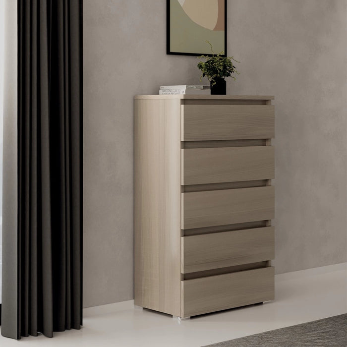 Cassettiera 5 cassetti 75x40x127 MONTATA colore olmo