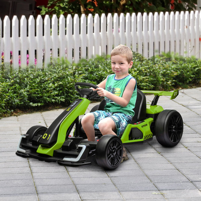 Go Kart Elettrico per Bambini 24V 12km/h con Seggiolino Regolabile Verde