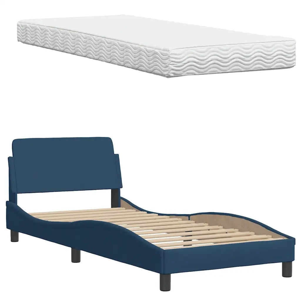 Letto con Materasso Hanko Blu 80x200 cm in Tessuto 3310495