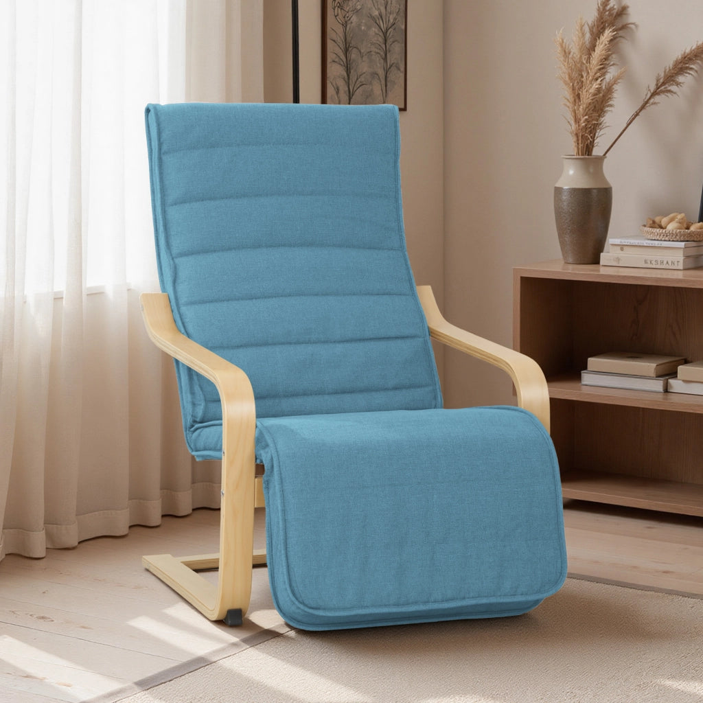 Poltrona Relax con Poggiapiedi Regolabile ¨C Zephmum ¨C 66,5x94x100cm Blu