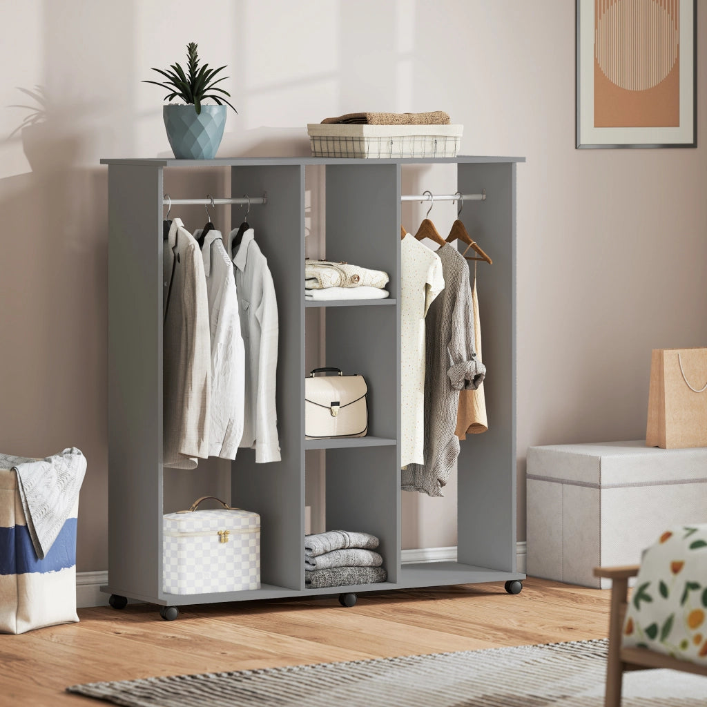 Armadio scorrevole con appendiabiti ¨C zephmum ¨C grigio 120x40x128 cm