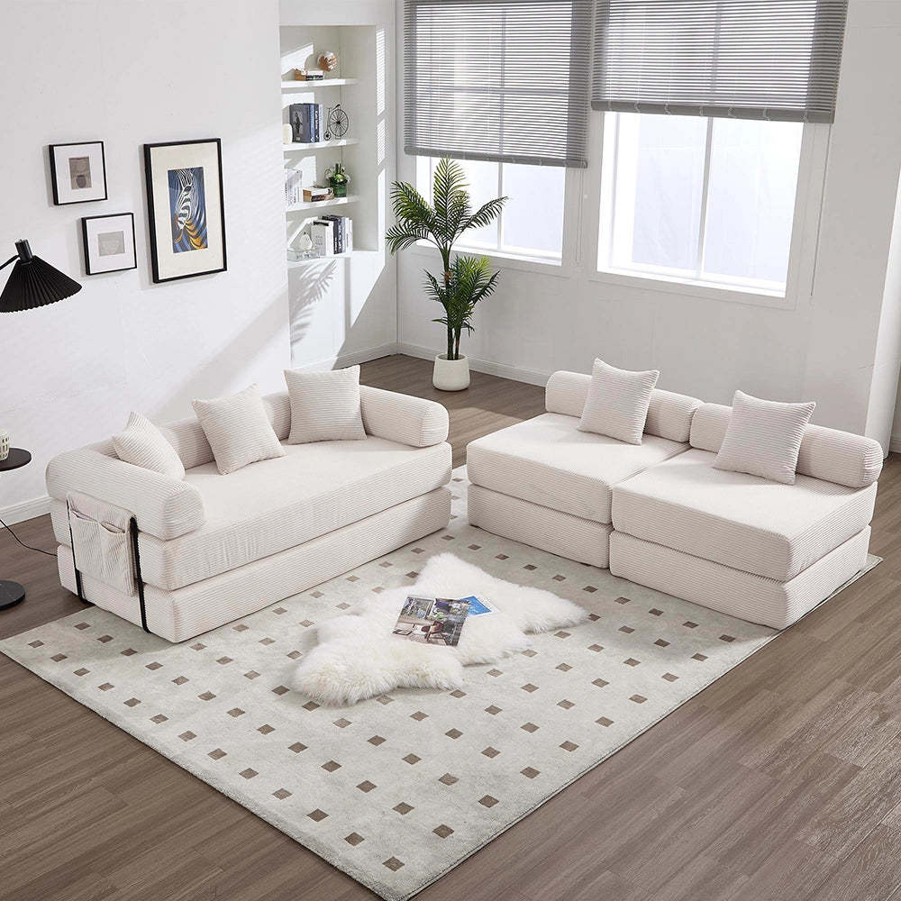 Divano modulare familiare - Xylo - Con contenitore, imballo sottovuoto, beige