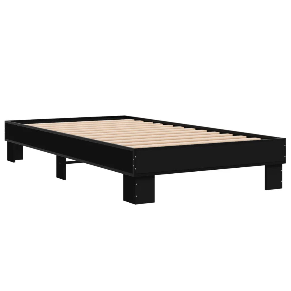 Giroletto-Struttura Letto Nero 75x190 cm in Legno Multistrato e Metallo 854221