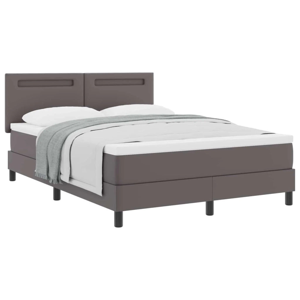 Letto a molle con materasso Grigio 140 x 200 cm Pelle sintetica 3339054