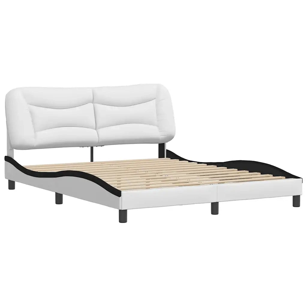 Giroletto senza Materasso Hvar Nero e Bianco 160x200 cm in Similpelle