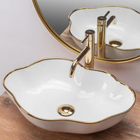 Lavabo Da Appoggio Rea Pearl Gold Edge