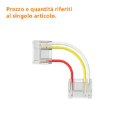 Alcapower Connettore Angolare 3 PIN per Strisce LED Digitali, Giunzione ad Angolo Professionale per Sistemi di Illuminazione, Larghezza 13.8mm