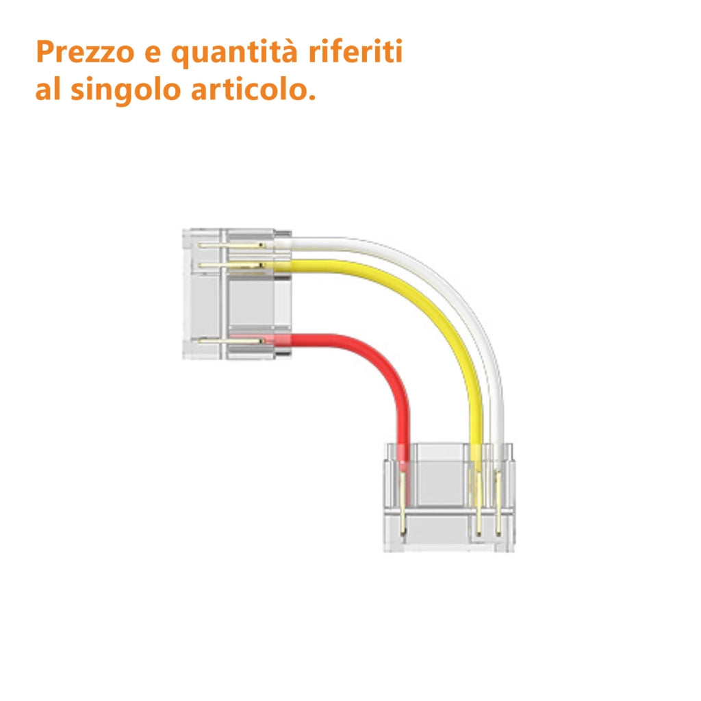 Alcapower Connettore Angolare 3 PIN per Strisce LED Digitali, Giunzione ad Angolo Professionale per Sistemi di Illuminazione, Larghezza 13.8mm