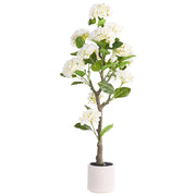 Pianta in vaso artificiale in materiale sintetico bianco, 120 cm, con fiori, accessorio decorativo per interni, realizzata a mano