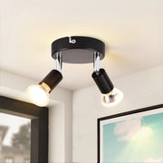 ZMH Faretto da soffitto LED neri 2 fiamme GU10 rotondi metallo girevoli 350° plafoniera
