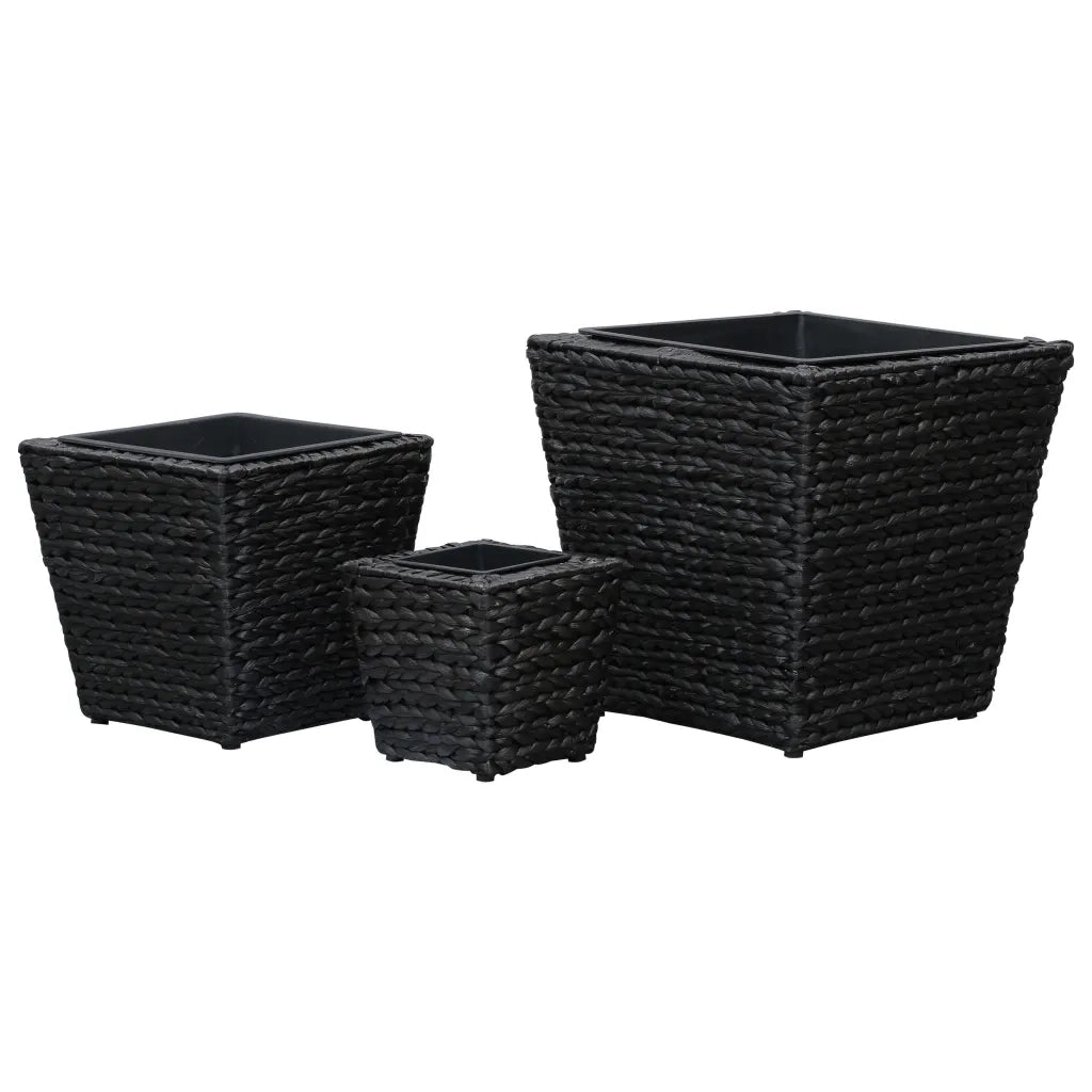 Letti Rialzati 3 pz in Giacinto Intrecciato Nero 45573
