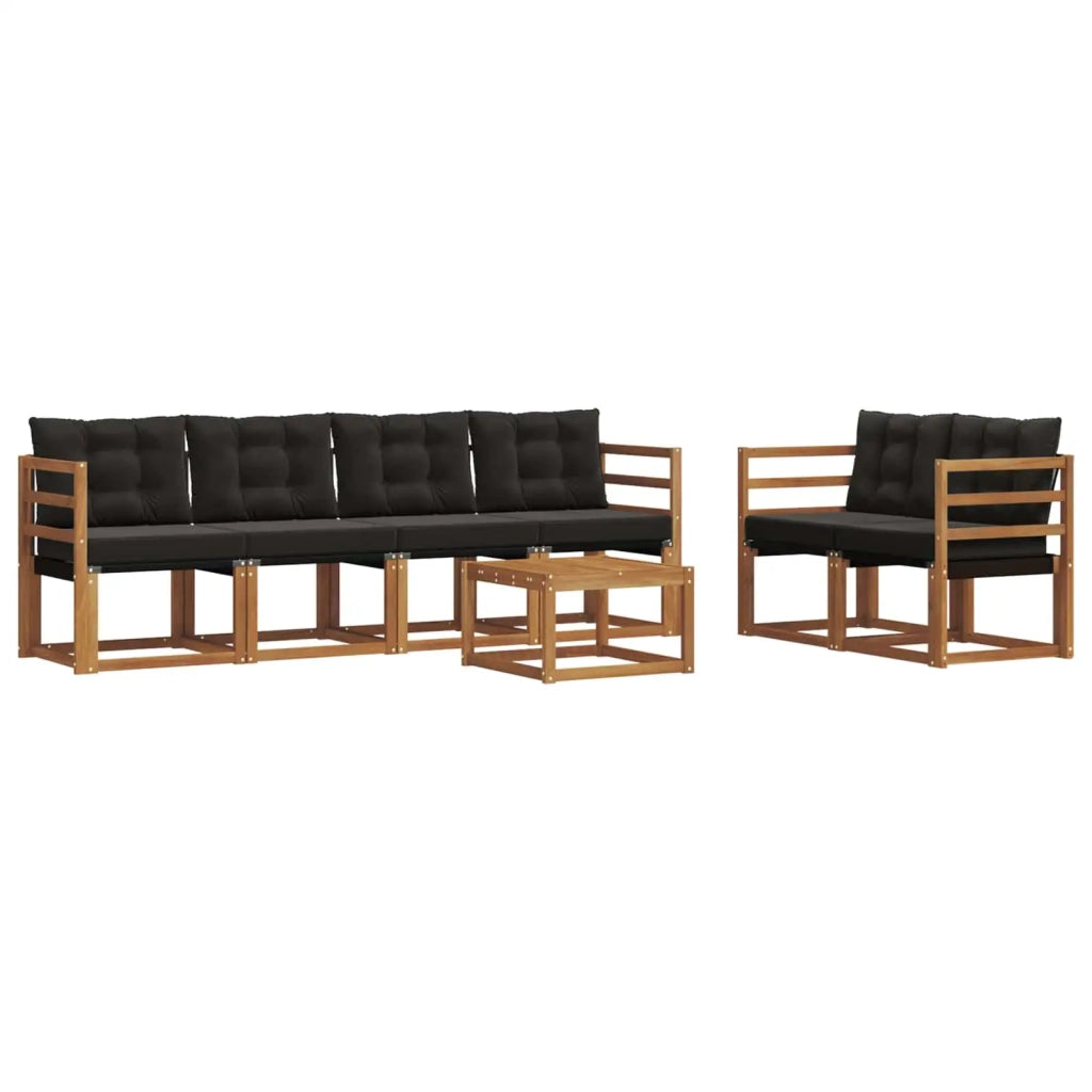 Set di divani da esterno con cuscino 7 pcs Naturale e Nero 3368415