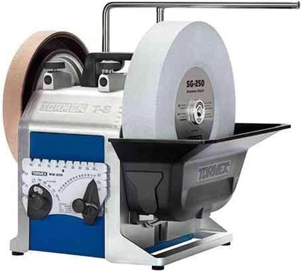 NIL00005 TORMEK T-8 con mola ad acqua, 200 W, Affina tutti i tuoi strumenti taglienti, supporto universale, regolazione, EzyLock, sollevamento a vite, manicotti di precisione