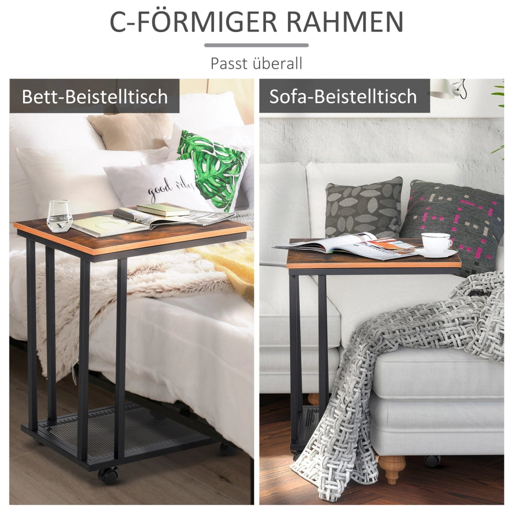 Tavolino con rotelle ¨C zephmum ¨C nero legno noce 51x36x65 cm