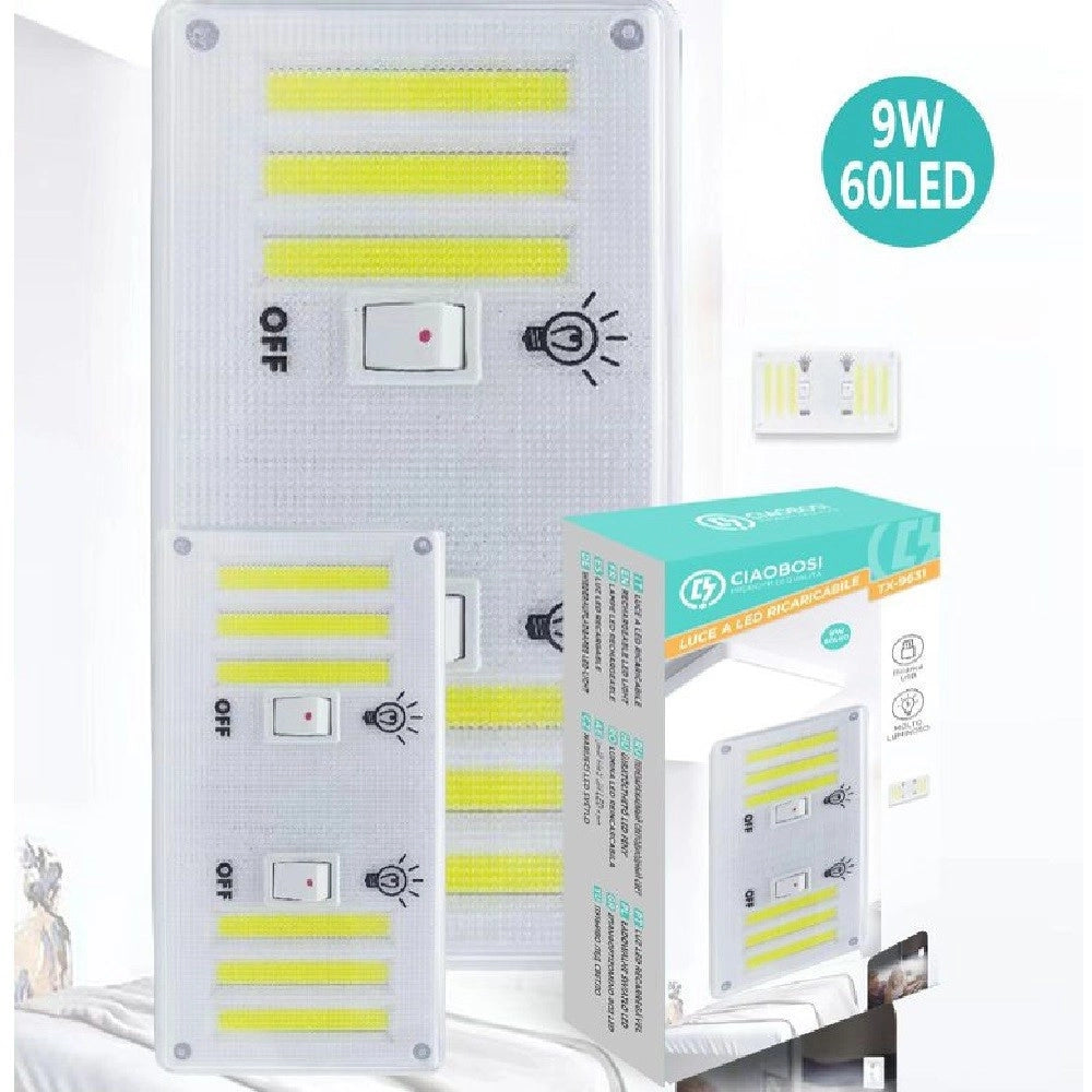 Trade Shop - Magnetic Cob Light Armadietto Emergenza Ricaricabile 9w 60 Led Cordless Tx-9631 -