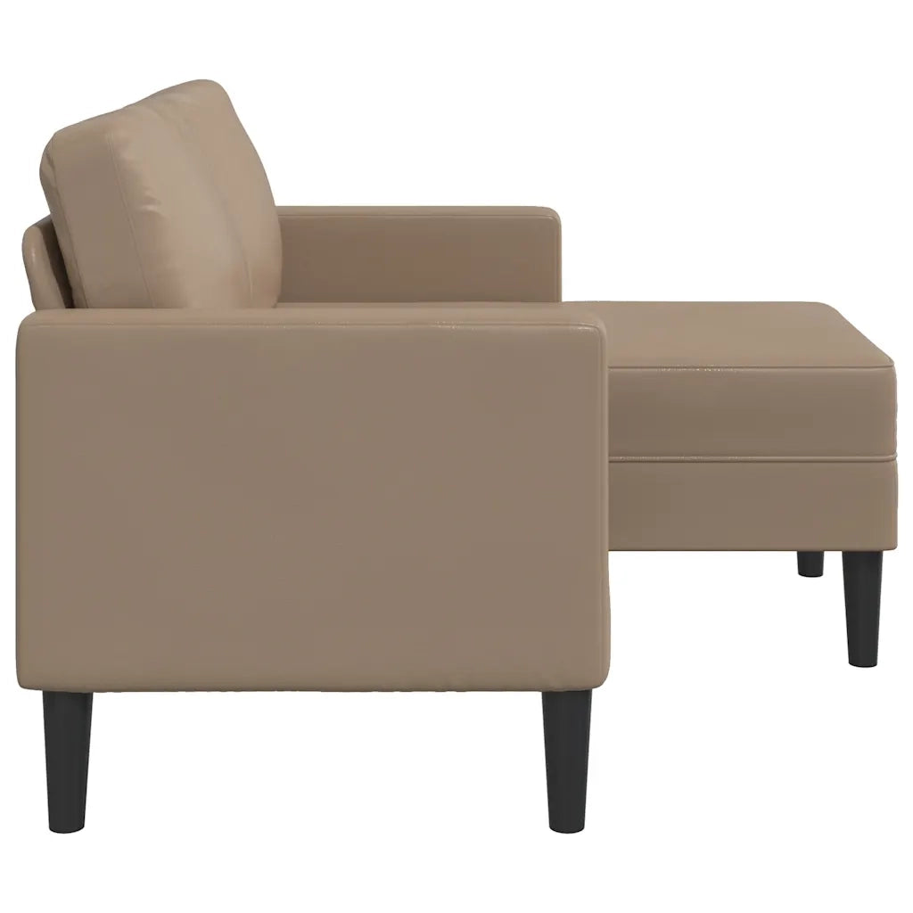 Divano 2 Posti con Chaise a L Cappuccino 125 cm in Similpelle 4107087