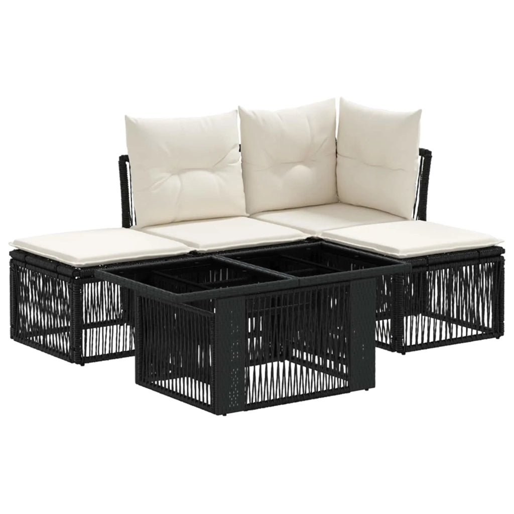 Set Divano da Giardino 5 pz Nero polyrattan 3436447