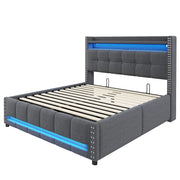 Letto Contenitore 140x200 cm; Letto Matrimoniale con LED; USB e vano contenitore