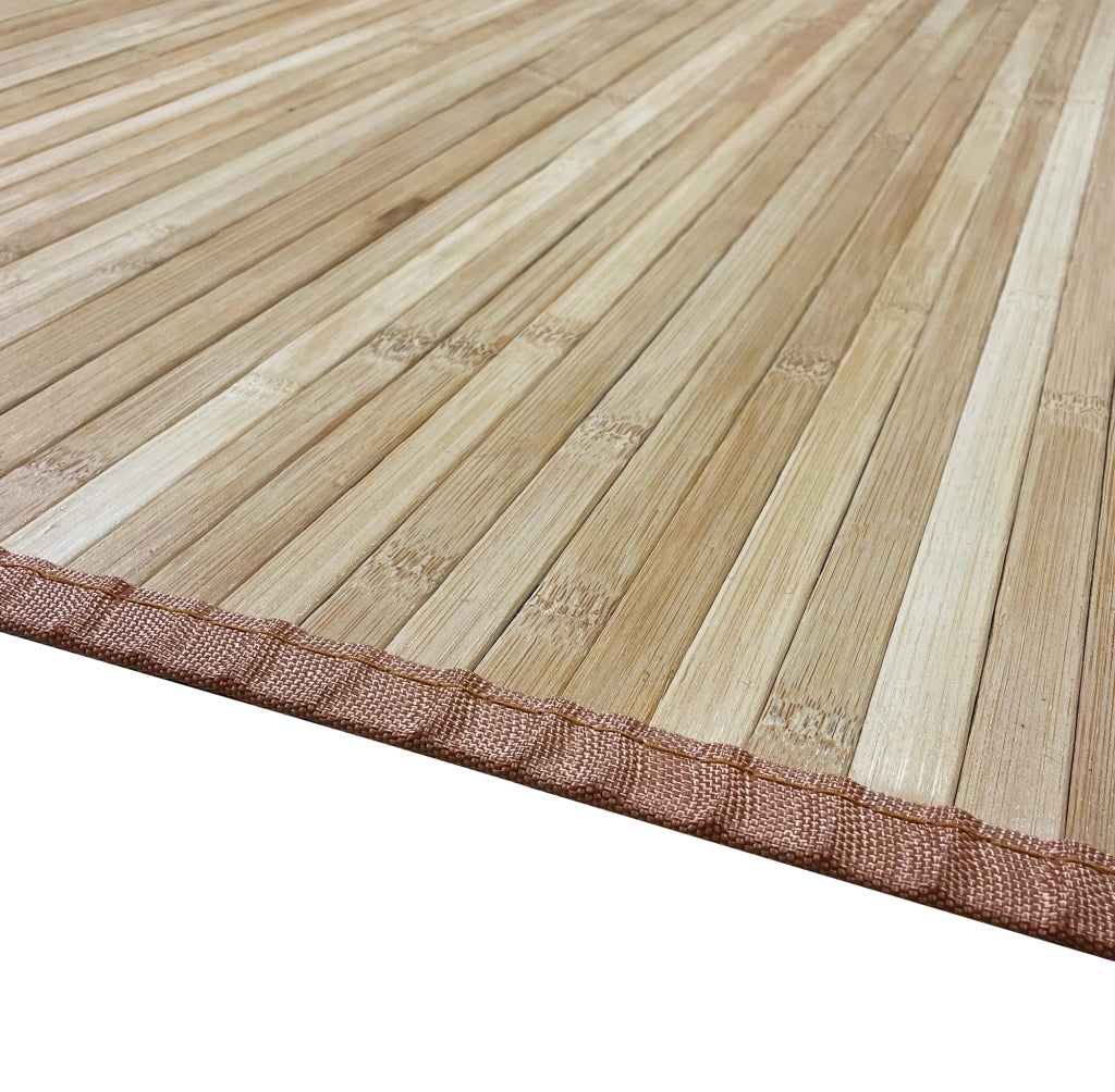 Tappeto Arredo In Vero Bamboo Naturale Grande a Listelli Bordato BambÃ¹ Soggiorno Cucina Salotto Listello Legno Oro - 140x200cm