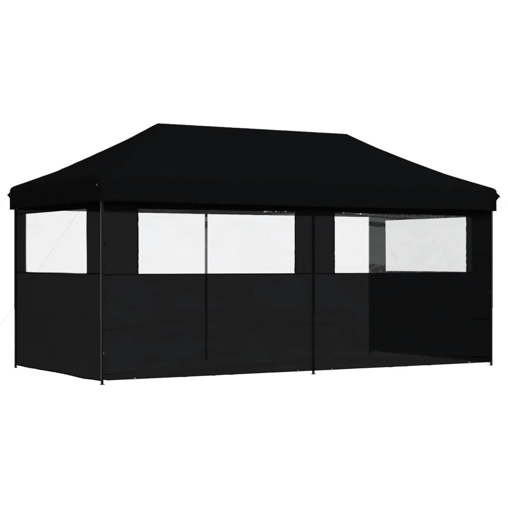 Tendone per Feste Pieghevole Pop-Up con 3 Pareti Nero 4004950